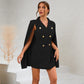 Cape Blazer Mini Dress With Gold Buttons