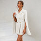 Cape Blazer Mini Dress With Gold Buttons