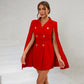 Cape Blazer Mini Dress With Gold Buttons