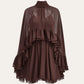 Chiffon Ruffle Mock Neck Dress