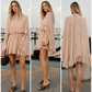 Chiffon Ruffle Mock Neck Dress