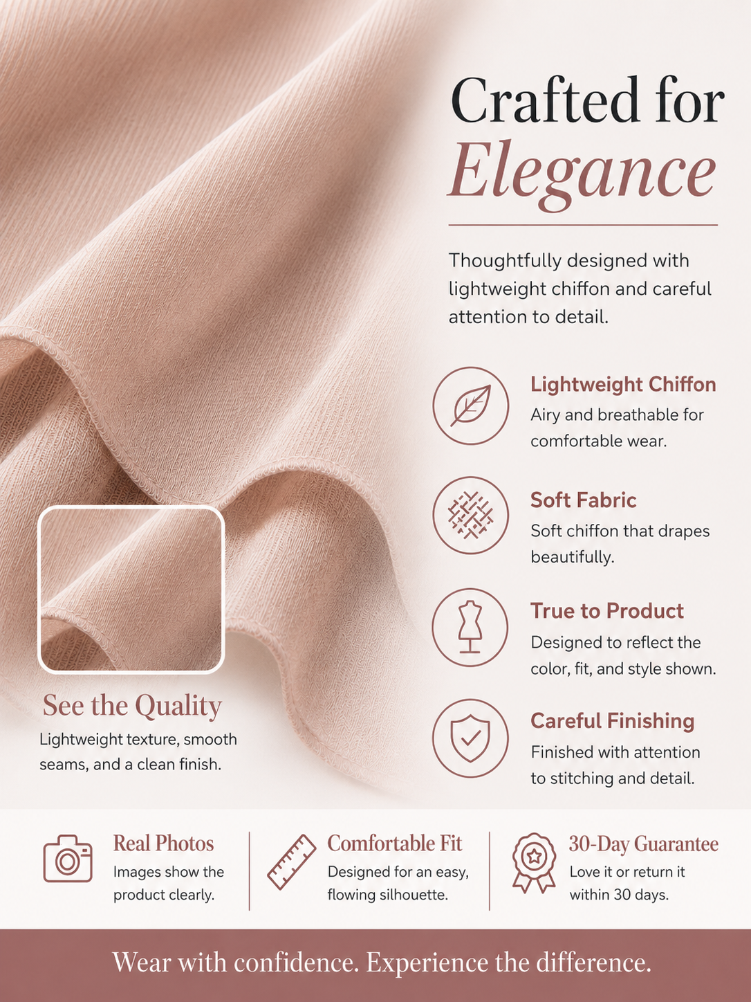 Chiffon Ruffle Mock Neck Dress