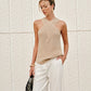 Cross-Over Collar Acrylic Nylon Tank Top
