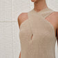 Cross-Over Collar Acrylic Nylon Tank Top