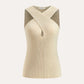 Cross-Over Collar Acrylic Nylon Tank Top