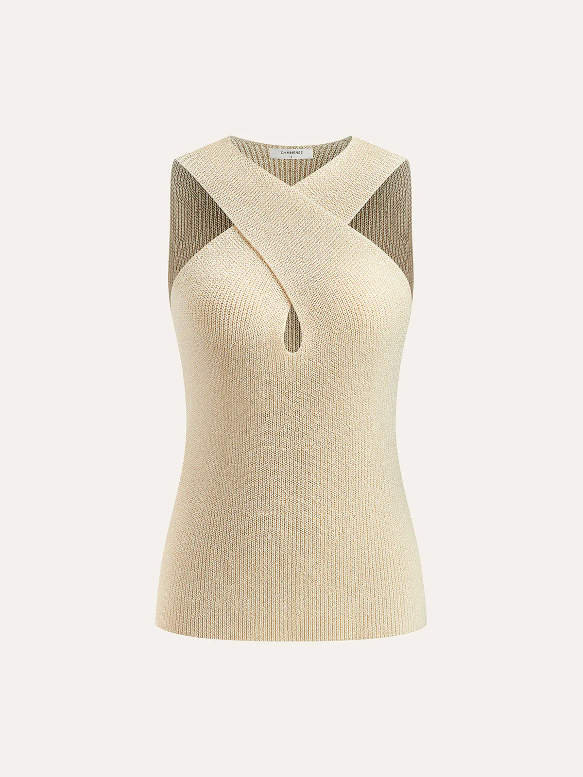 Cross-Over Collar Acrylic Nylon Tank Top