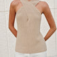 Cross-Over Collar Acrylic Nylon Tank Top