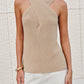 Cross-Over Collar Acrylic Nylon Tank Top