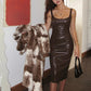Faux Leather Sleeveless Midi Dress