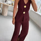 Woven Fabric Sleeveless Two Piece Pants Set