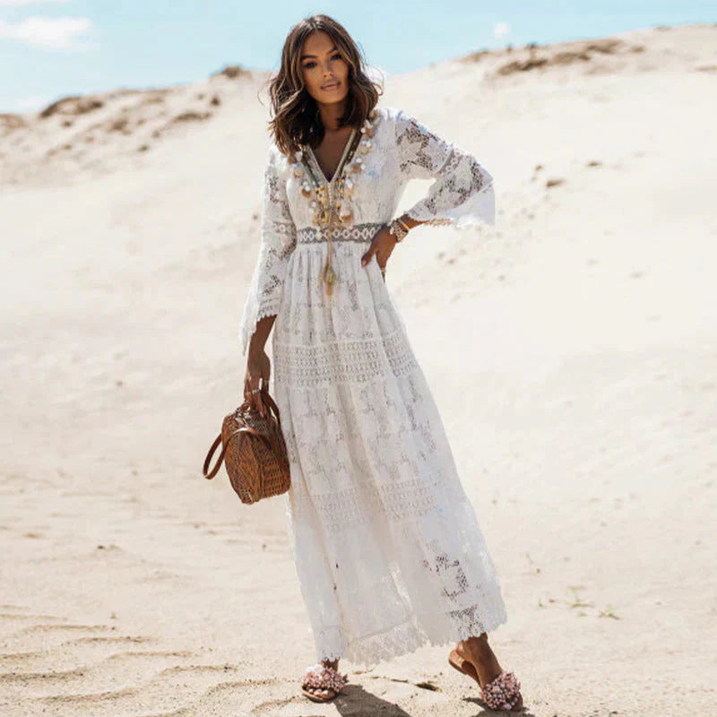 Rayon Open Neck Maxi Dress