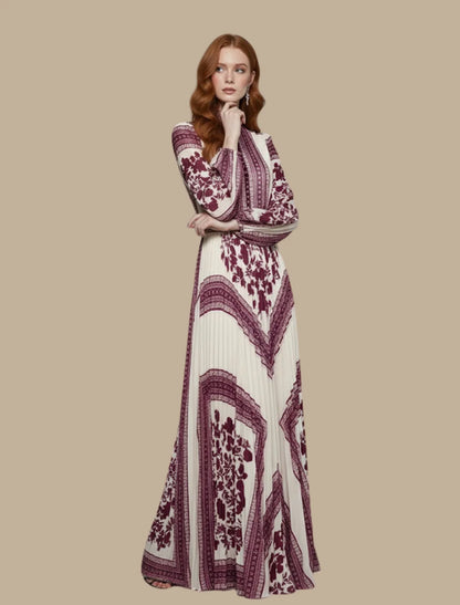 Pleated Maxi Evening Dress