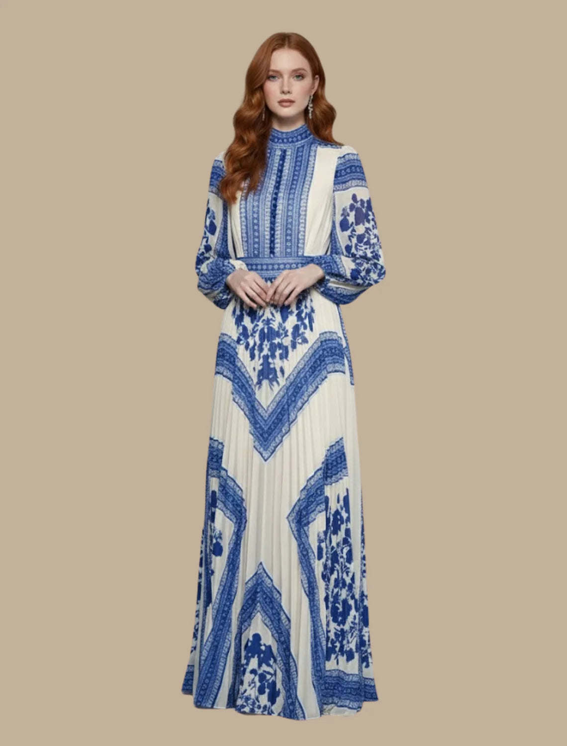 Pleated Maxi Evening Dress