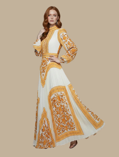 Pleated Maxi Evening Dress