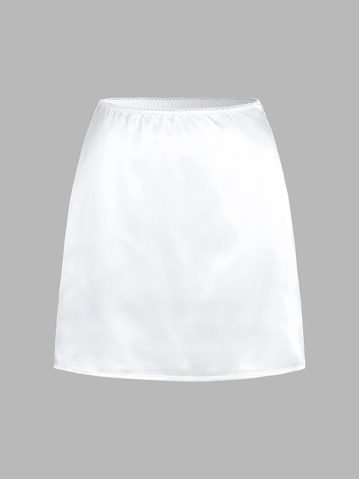 Satin Lace Trim Two Piece Skirt Set