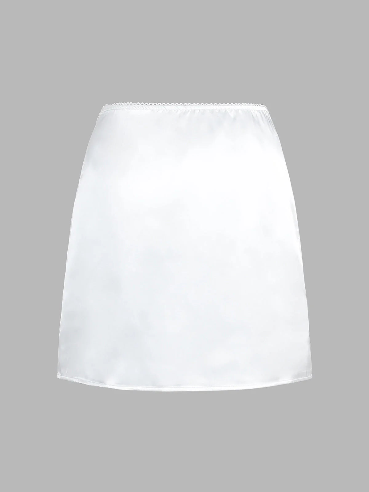 Satin Lace Trim Two Piece Skirt Set