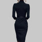 Structured Long Sleeve Belted Dress