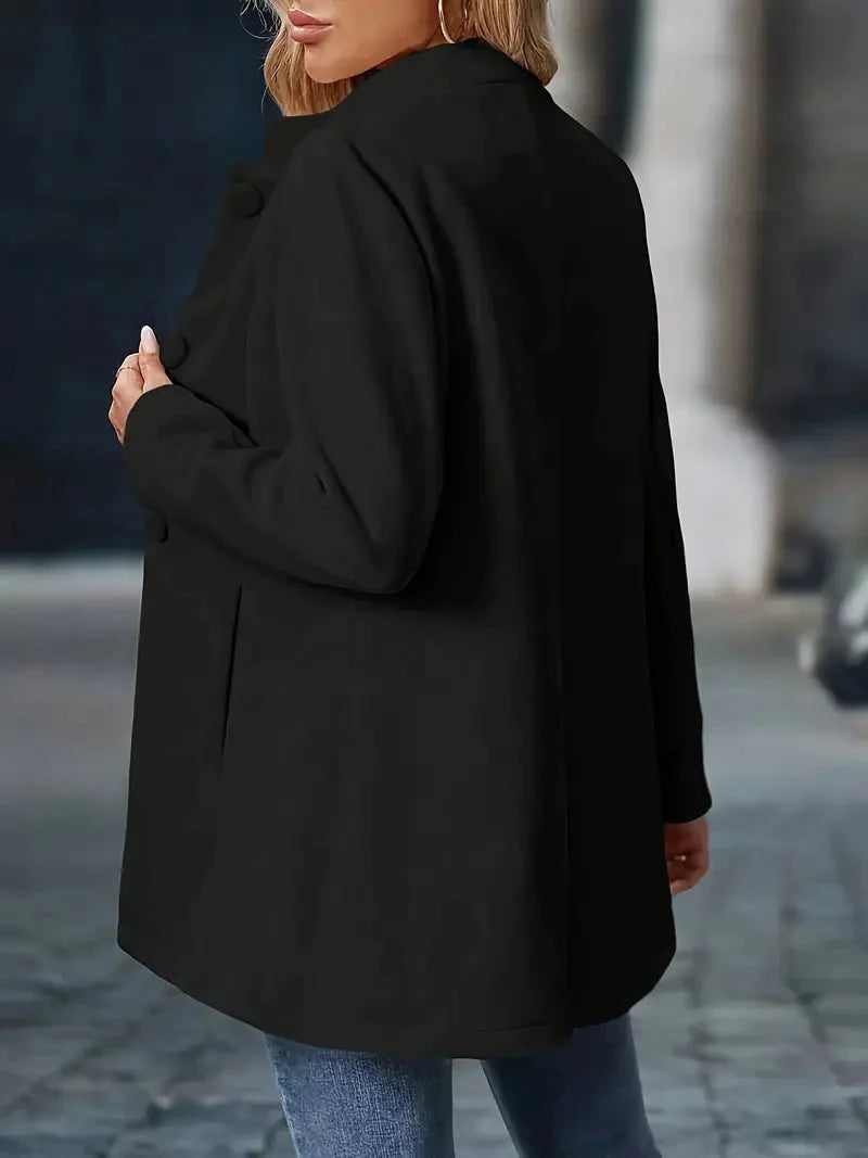 Wool Blend Long Button-Up Coat