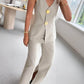 Woven Fabric Sleeveless Two Piece Pants Set