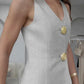 Woven Fabric Sleeveless Two Piece Pants Set