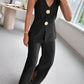 Woven Fabric Sleeveless Two Piece Pants Set
