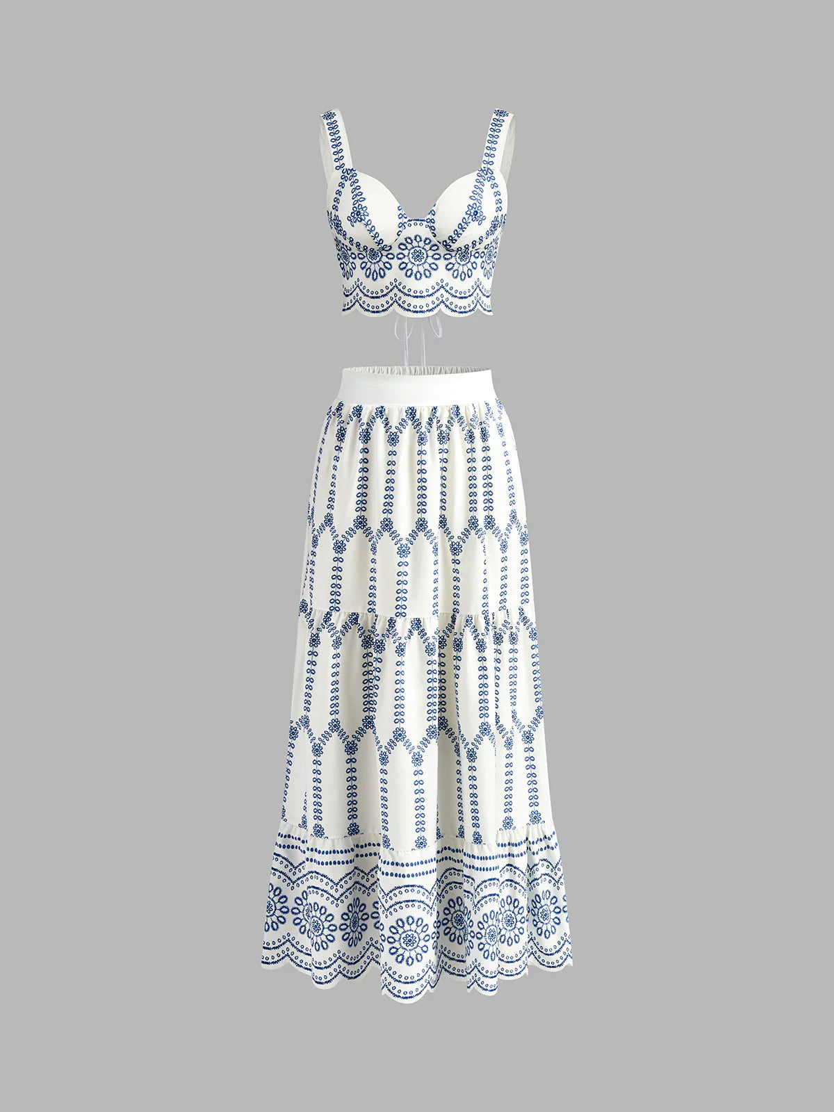 Woven Fabric Tie Back Skirt Set