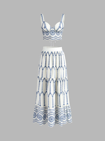 Woven Fabric Tie Back Skirt Set